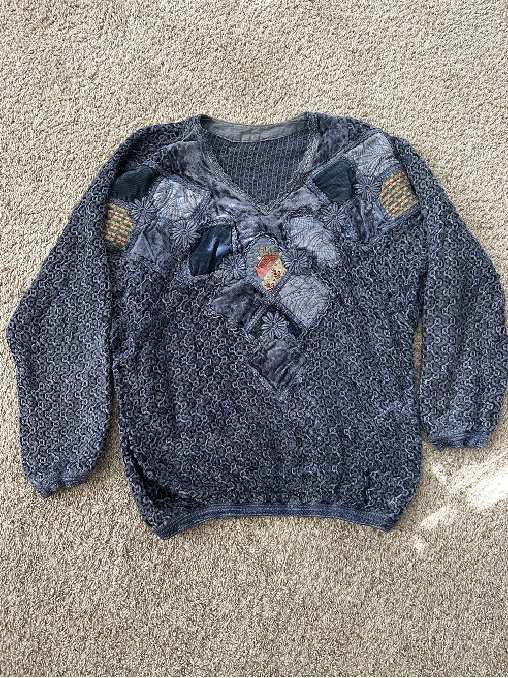 Vintage, made in Italy, 100% cotton, patchwork pullover sweater!